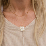 Mother of Pearl & Pave Cross Rectangle Necklace – Religious Cross Pendant Necklace