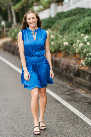 Sleeveless Cinch Waist Mini Dress