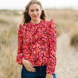 Vibrant Ruffle Blouse