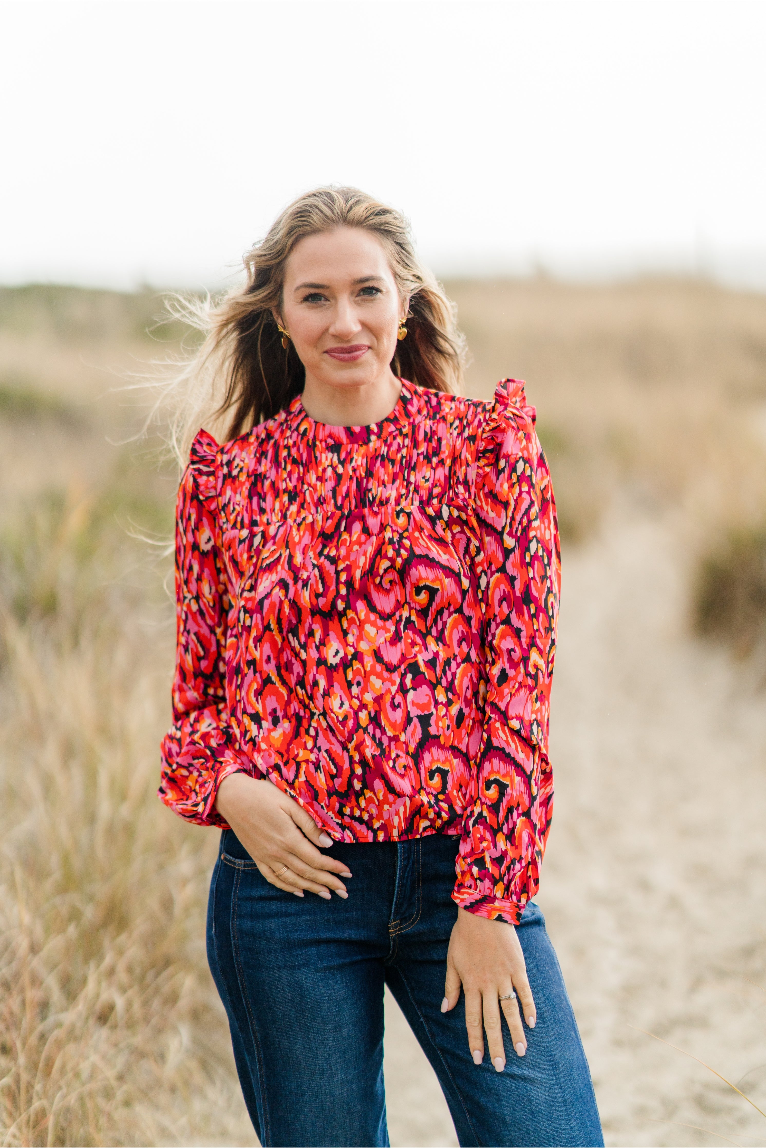 Vibrant Ruffle Blouse