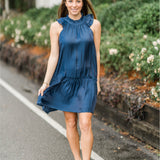 Sleeveless Ruffle Neck Mini Dress