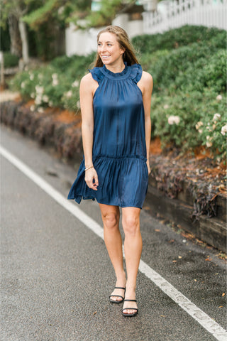 Sleeveless Ruffle Neck Mini Dress
