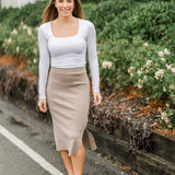 High-Waisted Midi Skirt