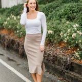High-Waisted Midi Skirt