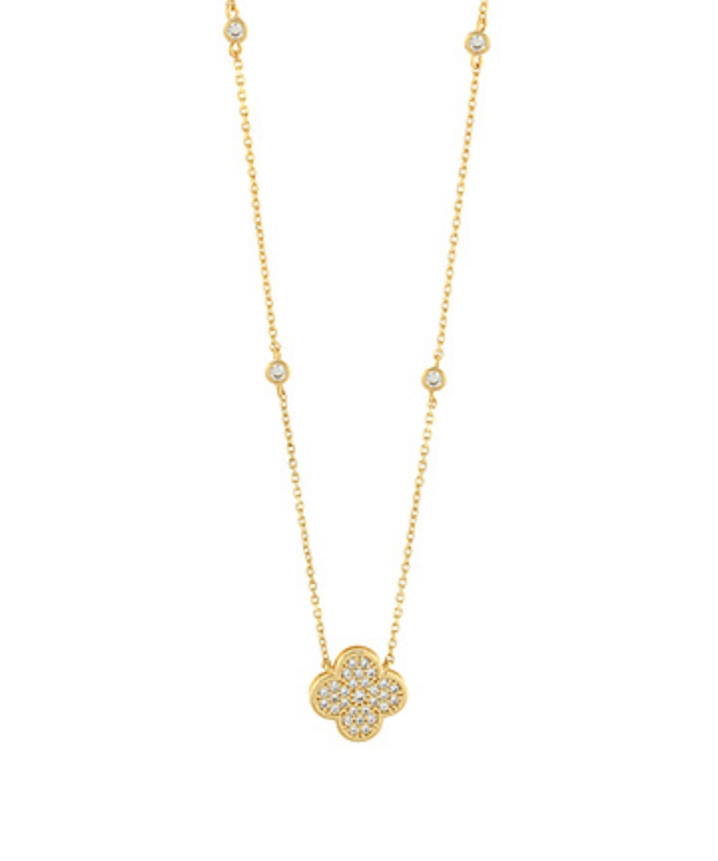 Pave Clover Pendant Necklace