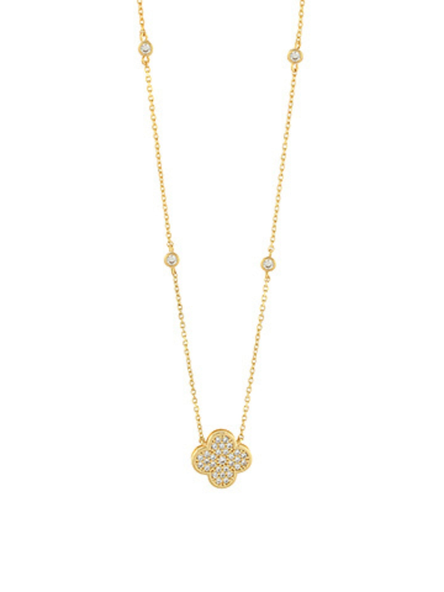 Pave Clover Pendant Necklace