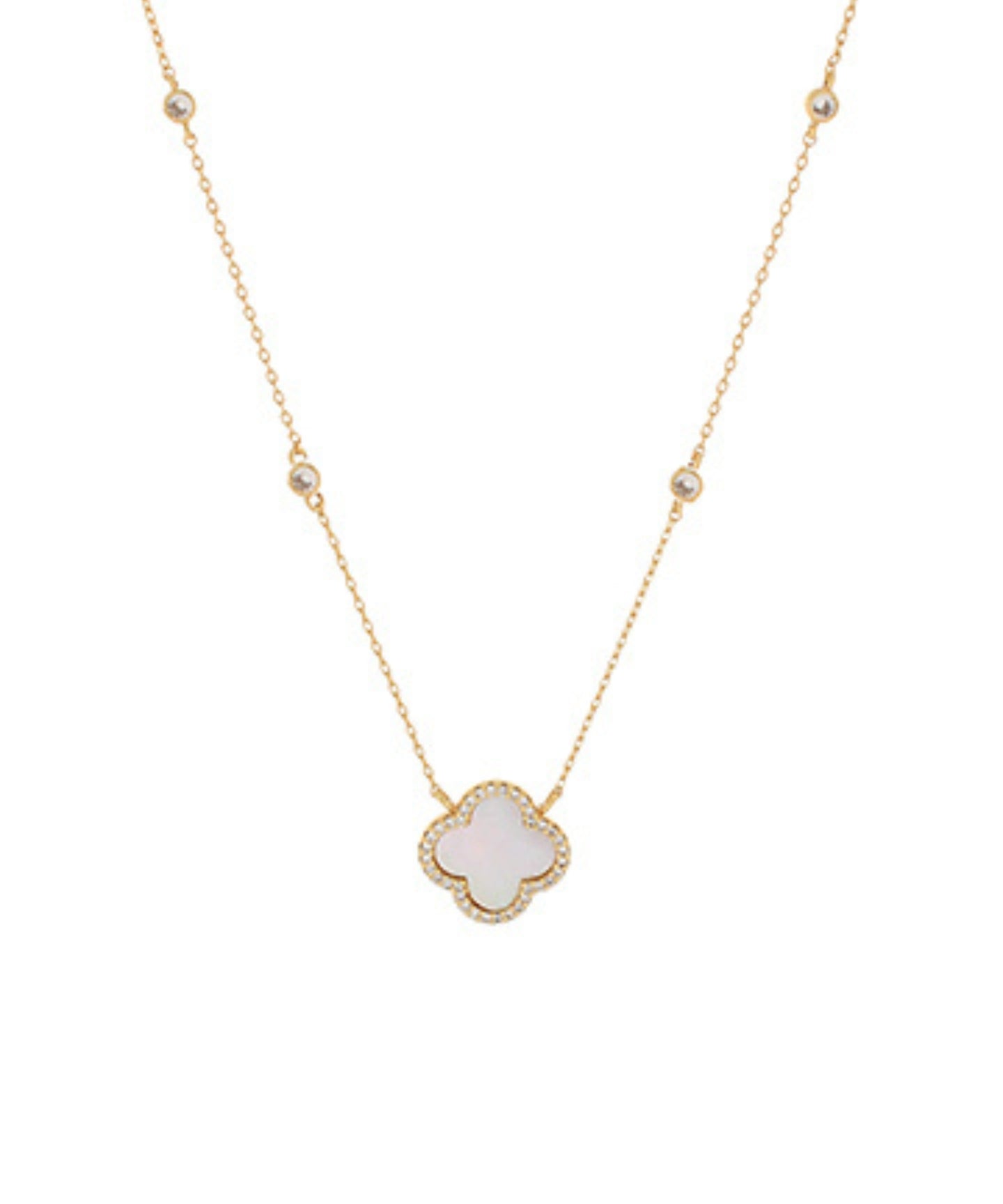 Mother of Pearl Clover Pendant Necklace