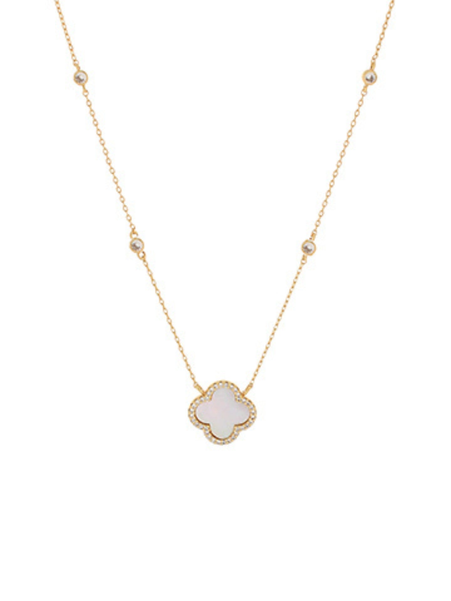 Mother of Pearl Clover Pendant Necklace