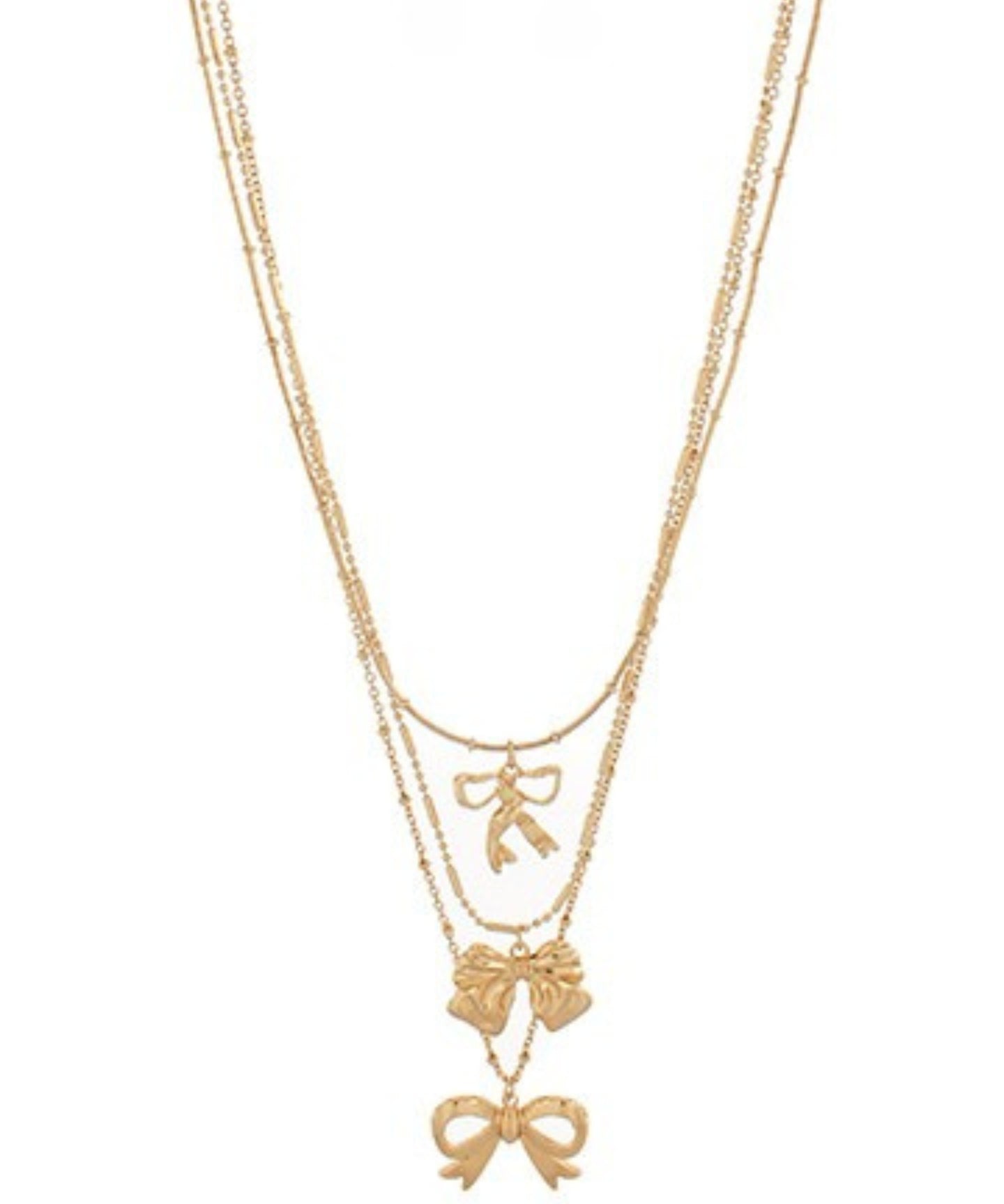 Layered Bow Pendant Necklace