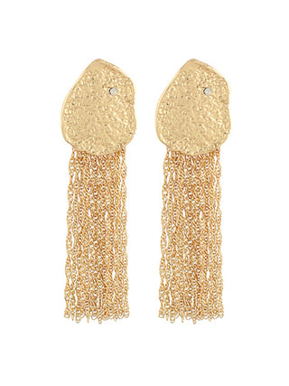 Hammered Teardrop Fringe Earrings