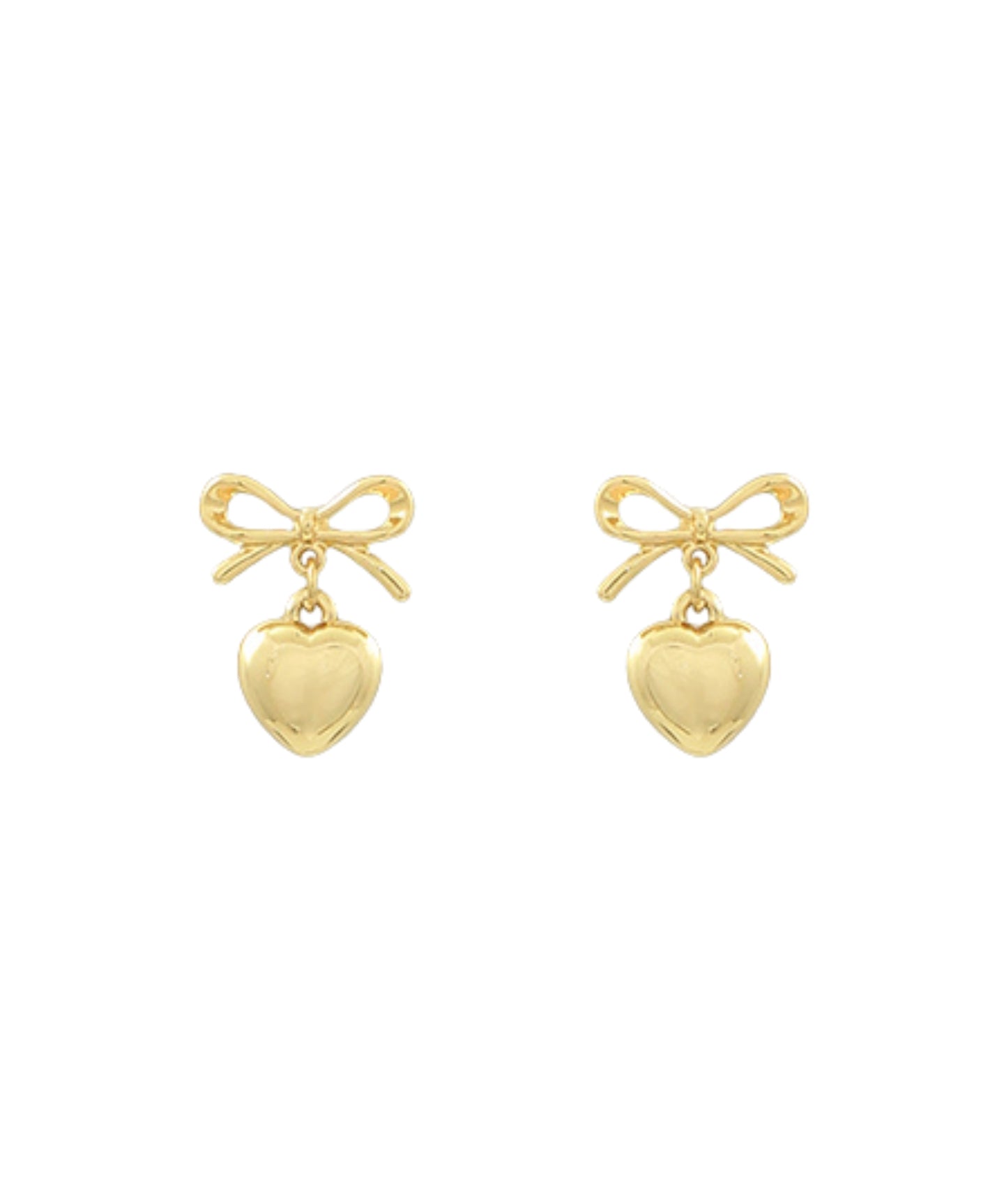 Ribbon & Heart Dangle Earrings