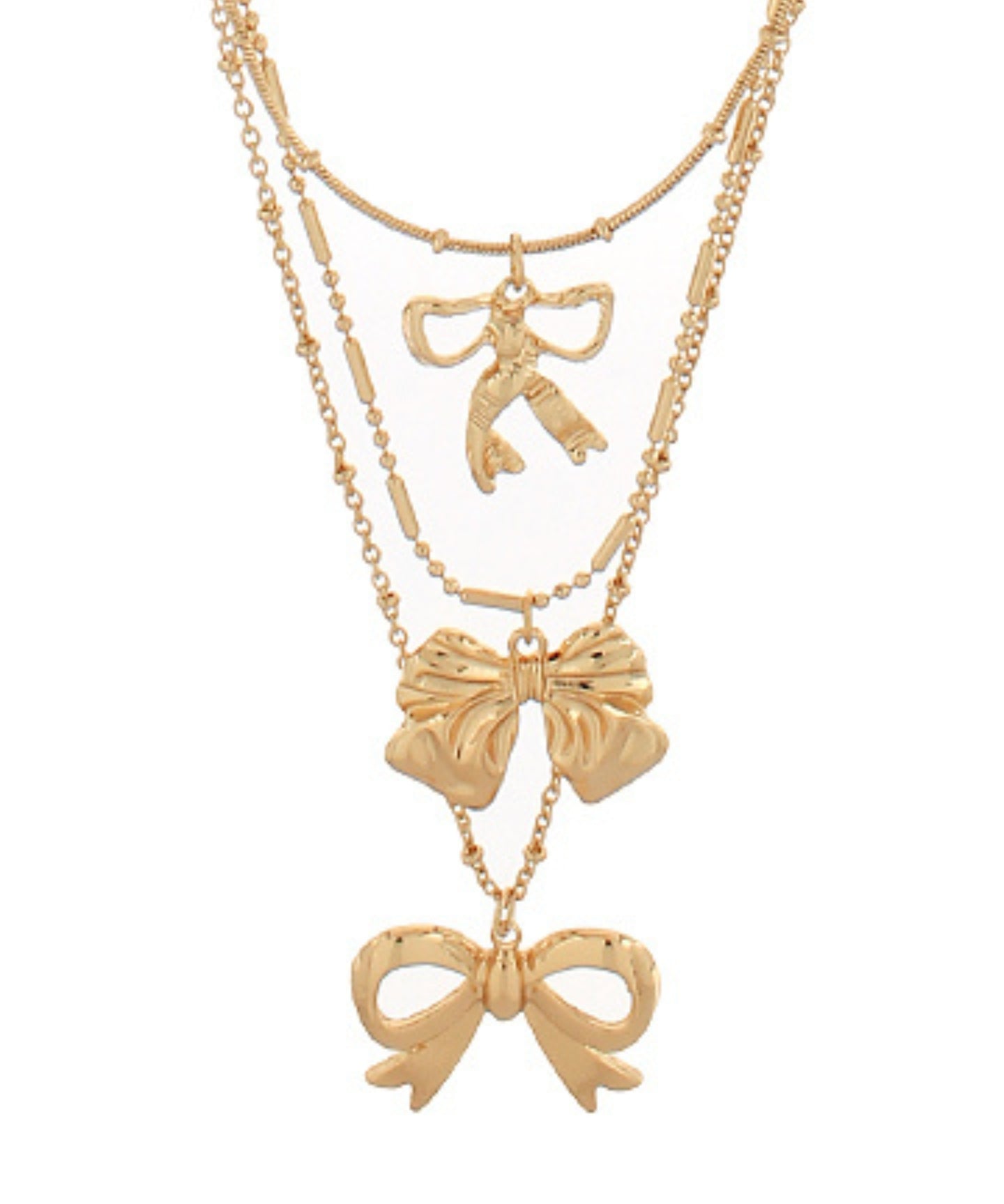 Layered Bow Pendant Necklace