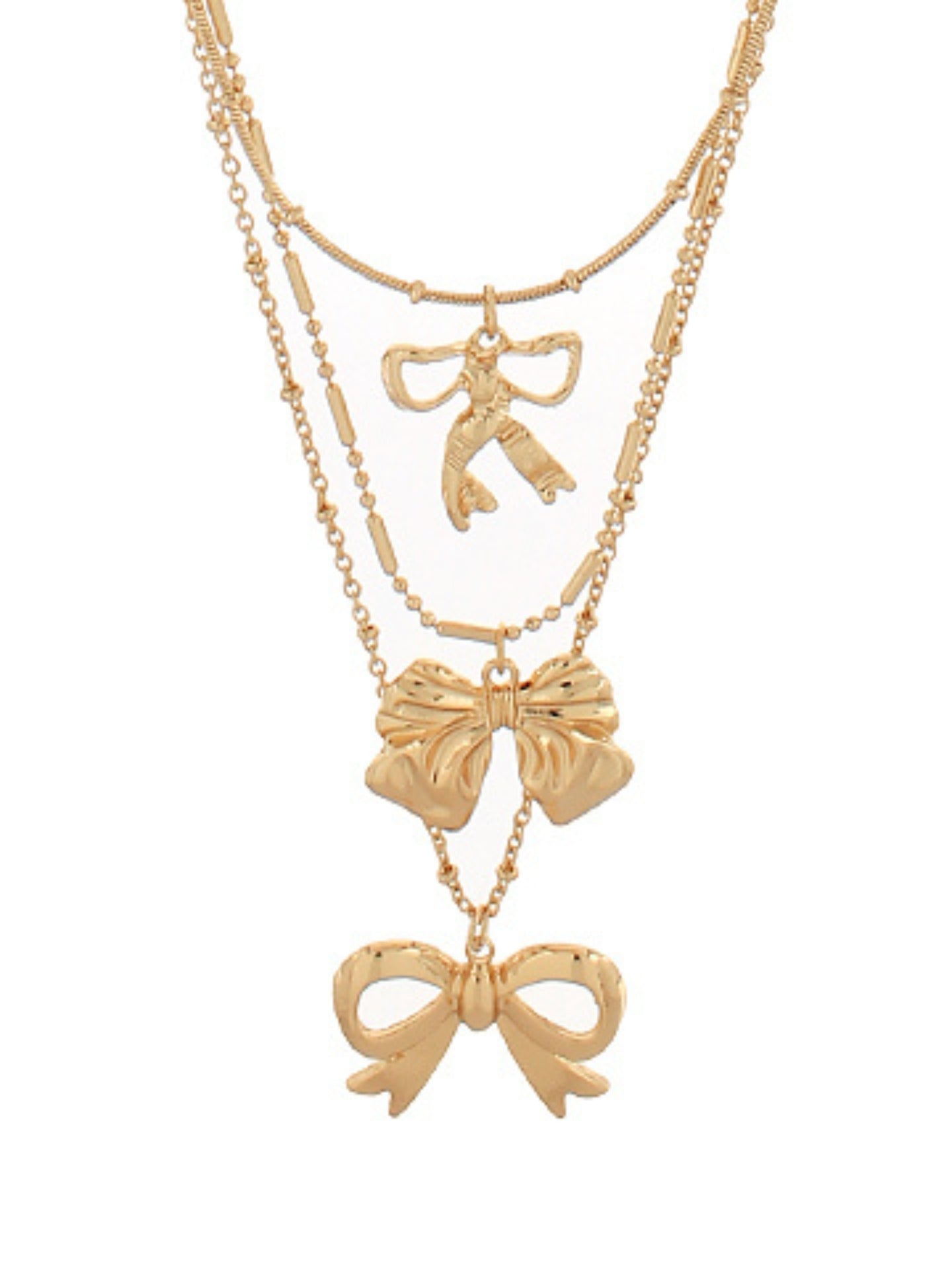Layered Bow Pendant Necklace