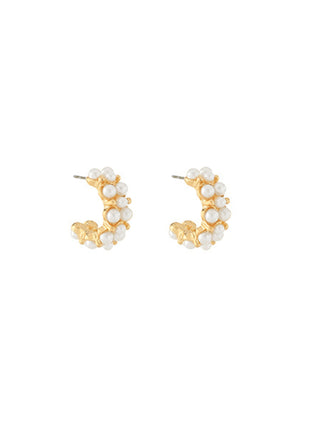 Pave Pearl Open Hoops