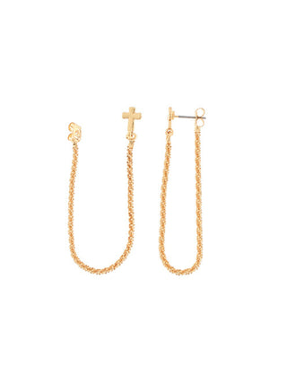 Cross Chain Drop Earrings