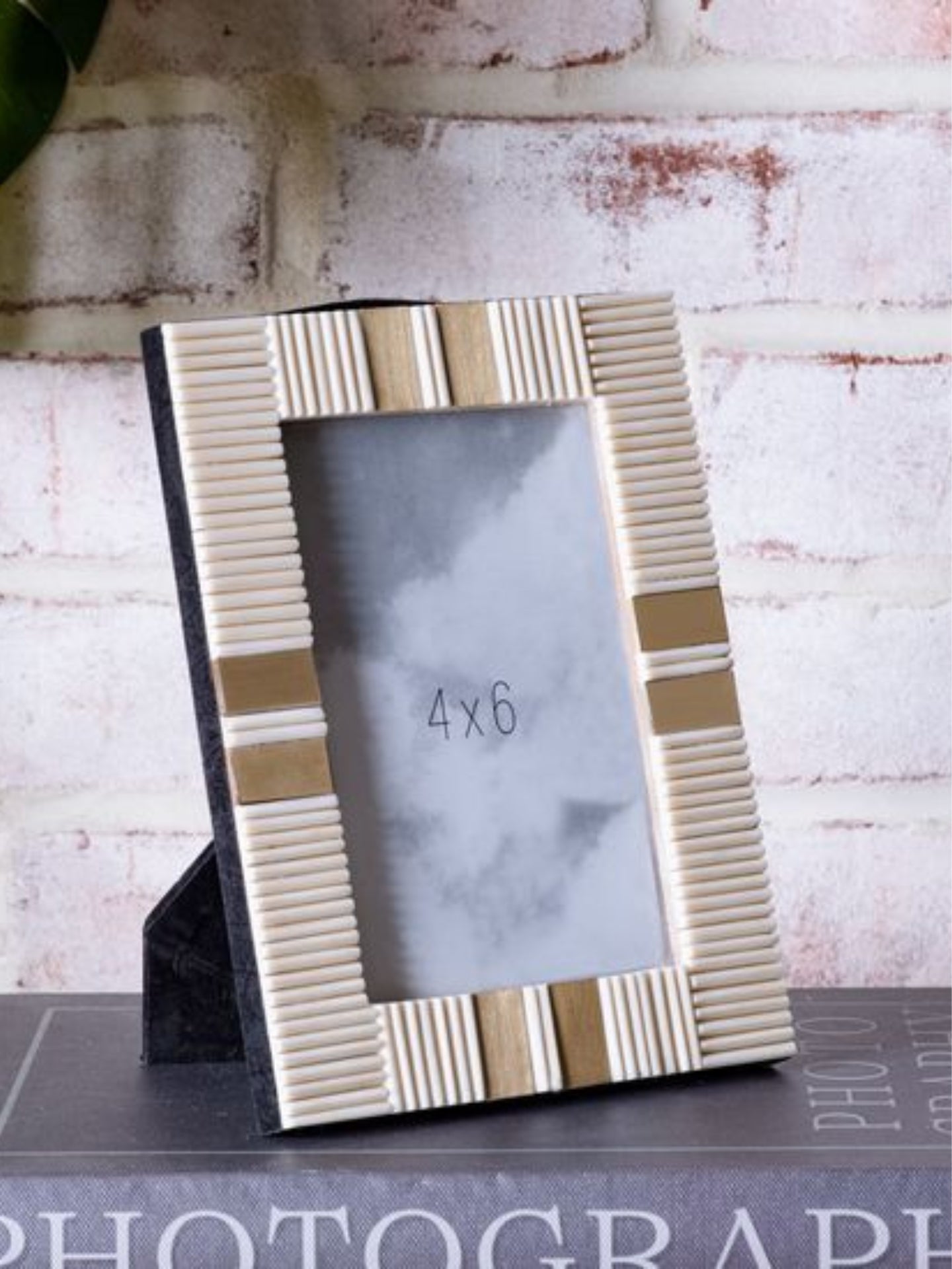 White Resin w/ Brass Frame