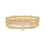 3 Row Gold Bracelet with Pearl Cross