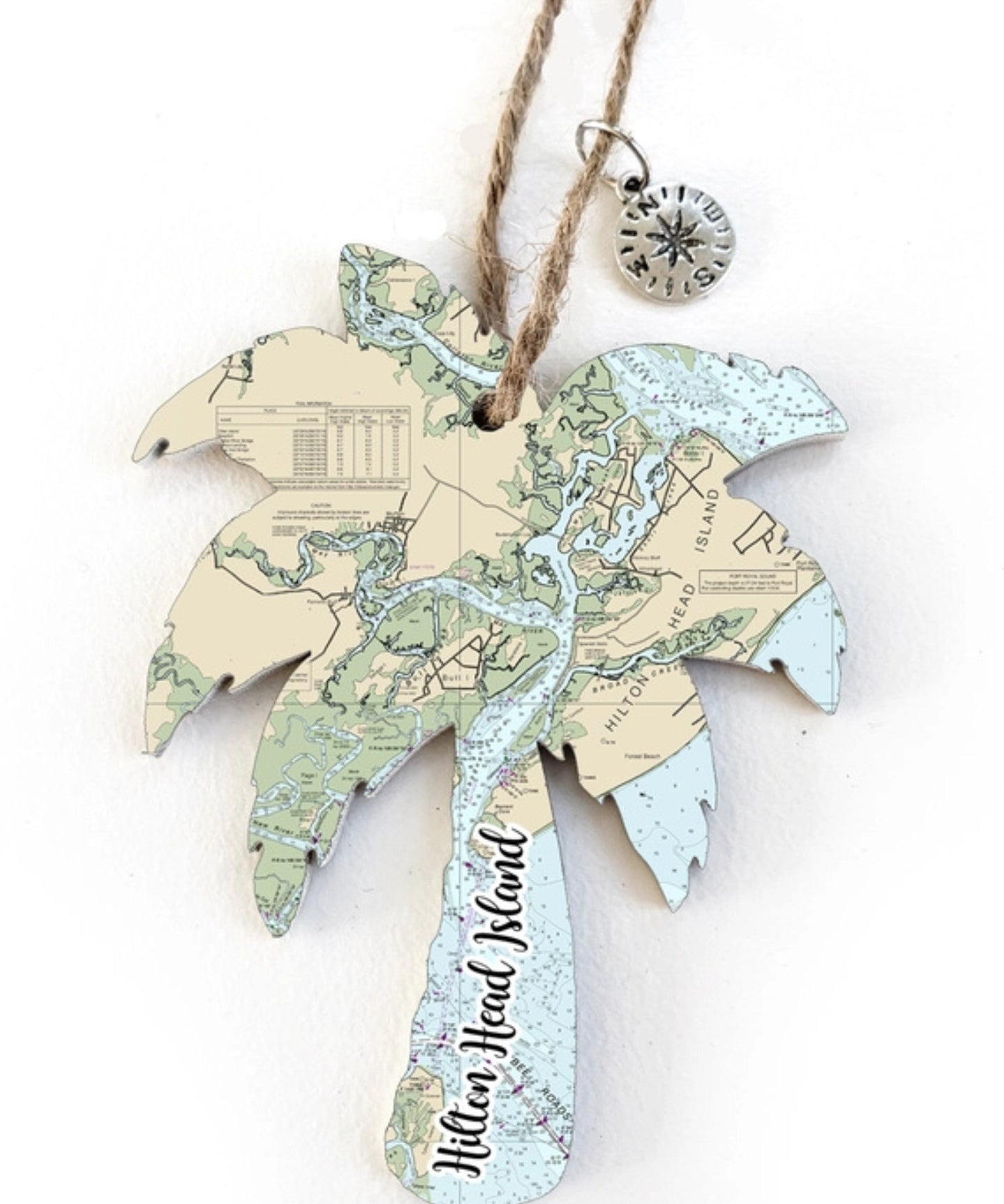Palm Tree Island Map Ornament
