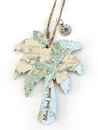 Palm Tree Island Map Ornament