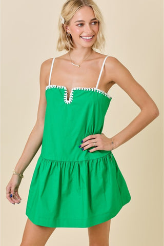 Drop Waist Knotted Edge Mini Dress