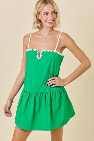 Drop Waist Knotted Edge Mini Dress