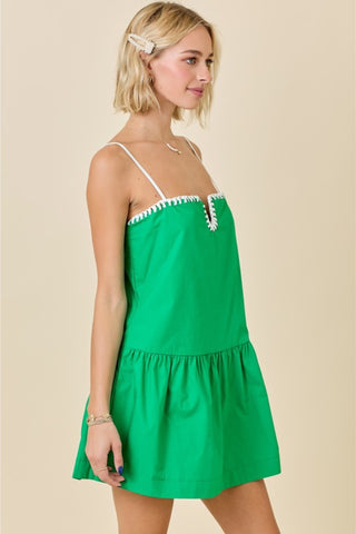 Drop Waist Knotted Edge Mini Dress