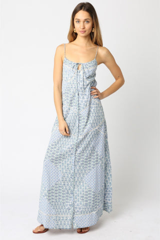 Button Front Tie Maxi Dress