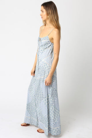 Button Front Tie Maxi Dress