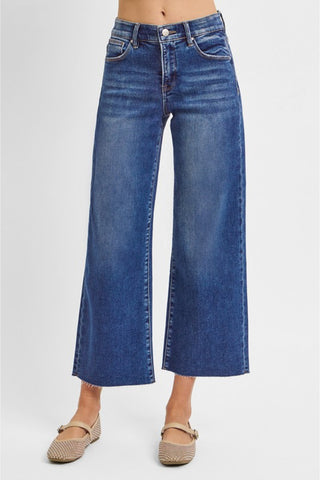 Mid Rise Crop Wide Jeans