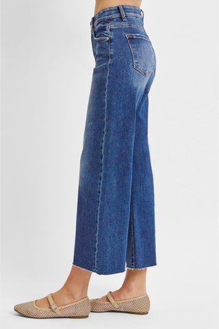 Mid Rise Crop Wide Jeans