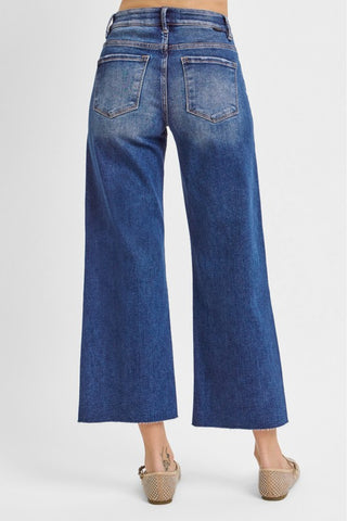 Mid Rise Crop Wide Jeans