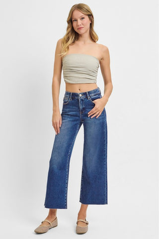 Mid Rise Crop Wide Jeans