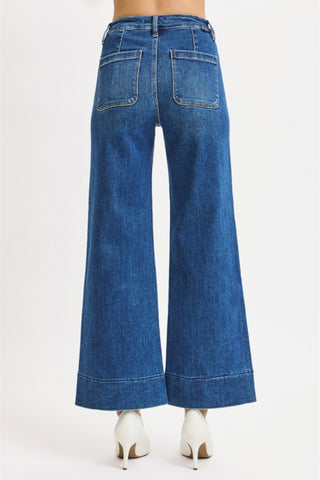High Rise Crop Wide Pocket Jeans