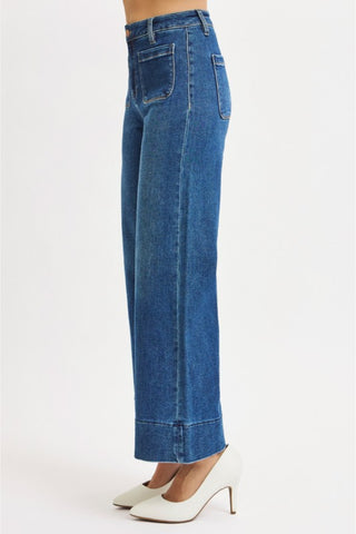 High Rise Crop Wide Pocket Jeans