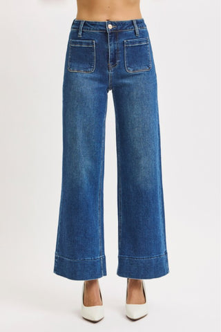 High Rise Crop Wide Pocket Jeans