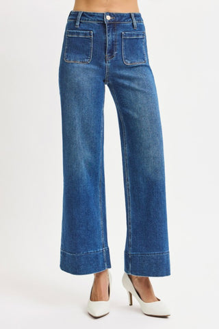 High Rise Crop Wide Pocket Jeans