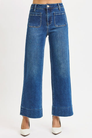 High Rise Crop Wide Pocket Jeans