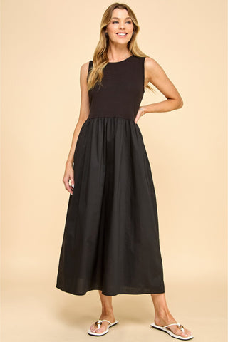 Solid Contrast Maxi Dress