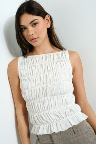 Gathered Texture Sleeveless Top