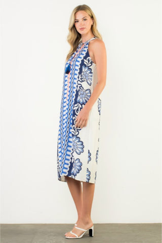 Tassel Tie Halter Midi Dress