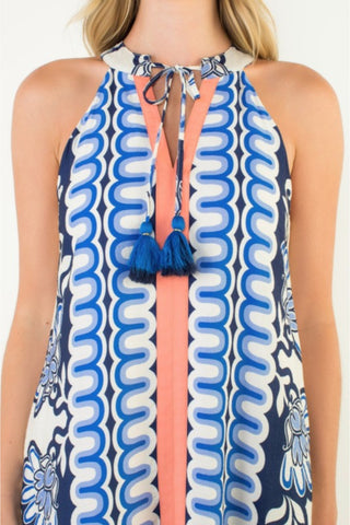Tassel Tie Halter Midi Dress