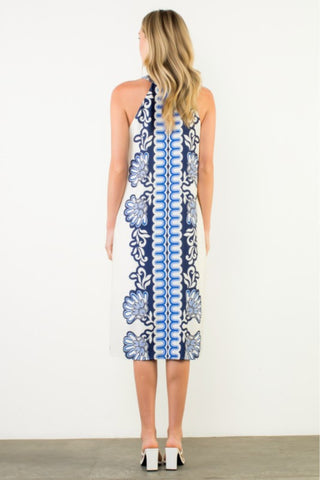 Tassel Tie Halter Midi Dress