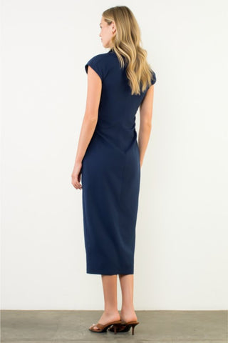 Cap Sleeve Button Midi Dress