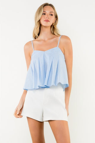 Pleated Striped Tank
