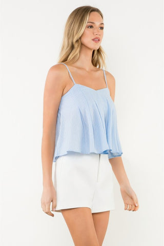 Pleated Striped Tank