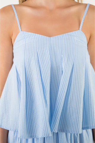 Pleated Striped Tank