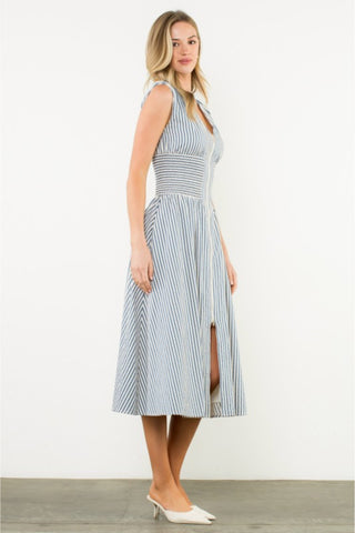 Front Zip Striped Dress