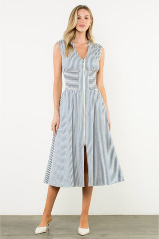 Front Zip Striped Dress