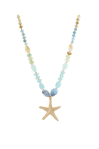 Stone Bead Starfish Necklace