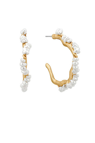 Pearl Wave Hoops
